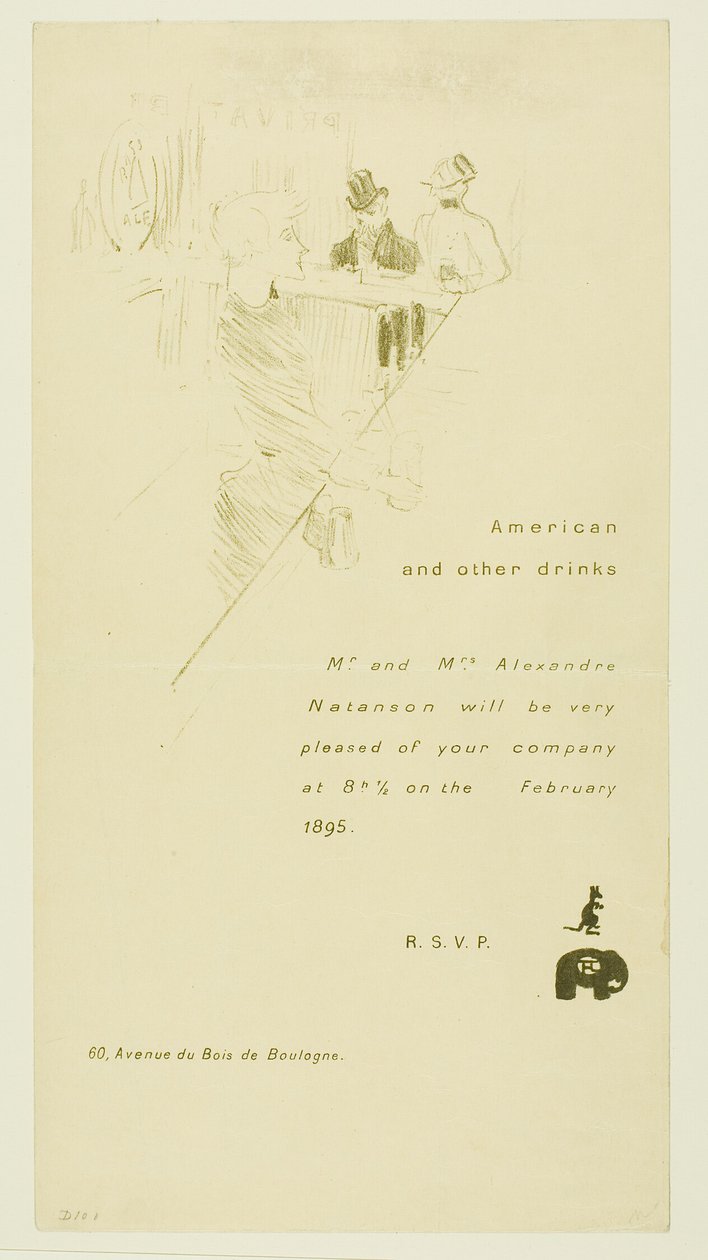 Invitación para el Sr. y la Sra. Alexandre Natanson de Henri de Toulouse Lautrec