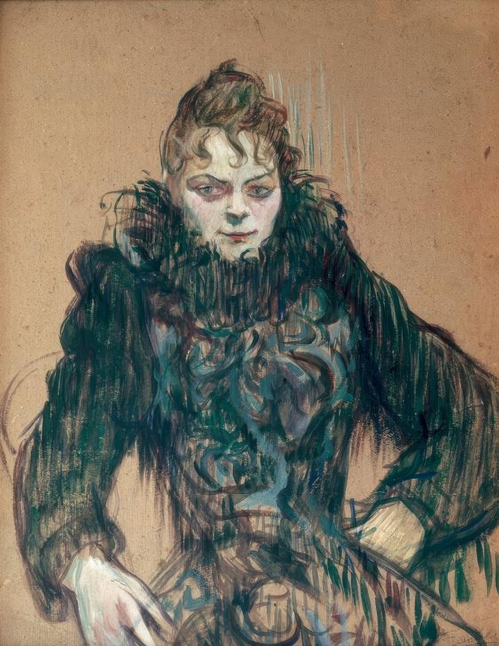 La mujer con boa negro de Henri de Toulouse Lautrec