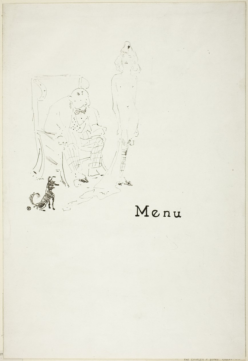 La niña desnuda: Menú de Henri de Toulouse Lautrec
