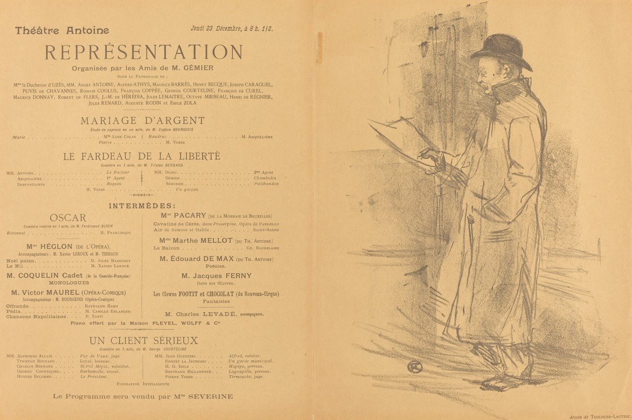 Matrimonio de plata; La carga de la libertad; Un cliente serio [recto] de Henri de Toulouse Lautrec