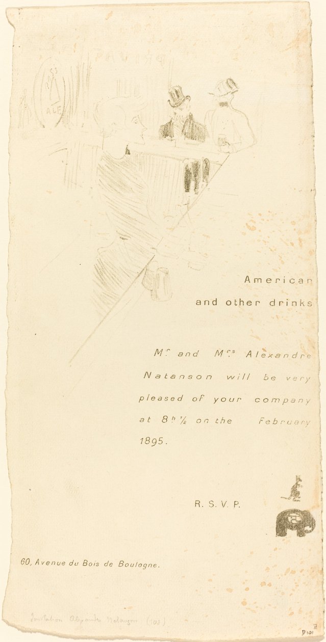 Invitación del Sr. y la Sra. Alexandre Natanson, 1895 de Henri de Toulouse Lautrec