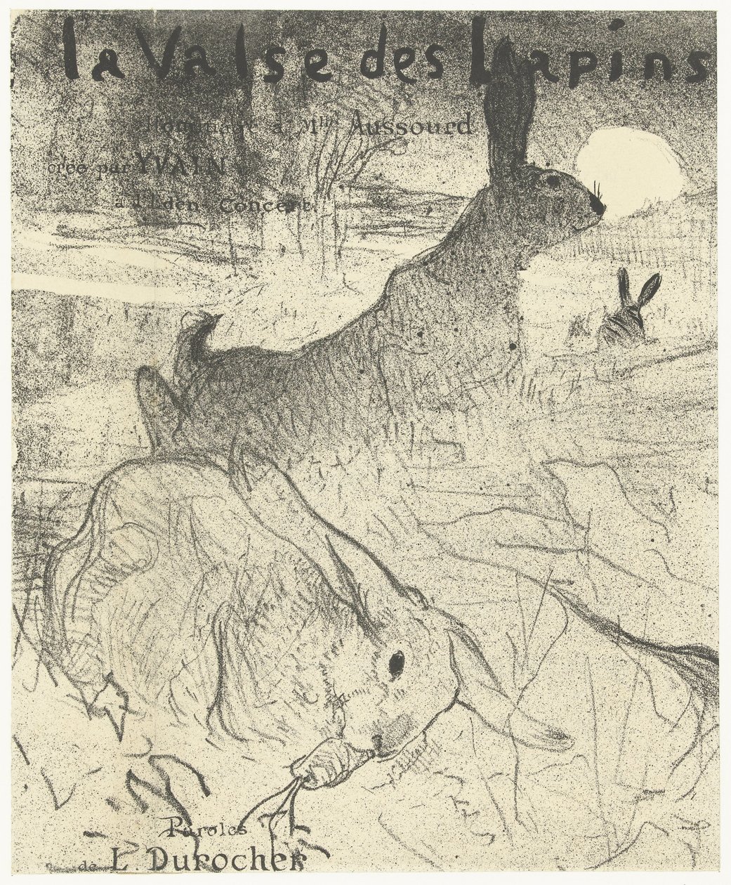 Portada para una revista musical con la canción La Valse des Lapins con conejos en un paisaje
La Valse des Lapins (título en el objeto) de Henri de Toulouse Lautrec