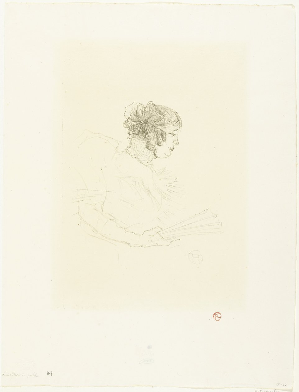 Retrato de la actriz Luce Myrès con abanico
Luce Myrès de perfil de Henri de Toulouse Lautrec