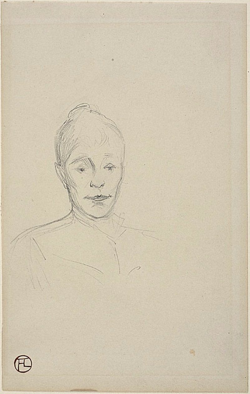 Estudio: Rostro de mujer con cuello alto de Henri de Toulouse Lautrec