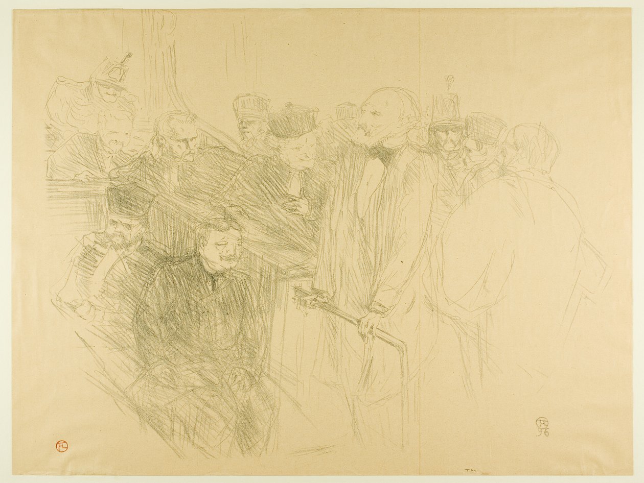 El juicio de Arton, Ribot dando testimonio (segunda placa) de Henri de Toulouse Lautrec