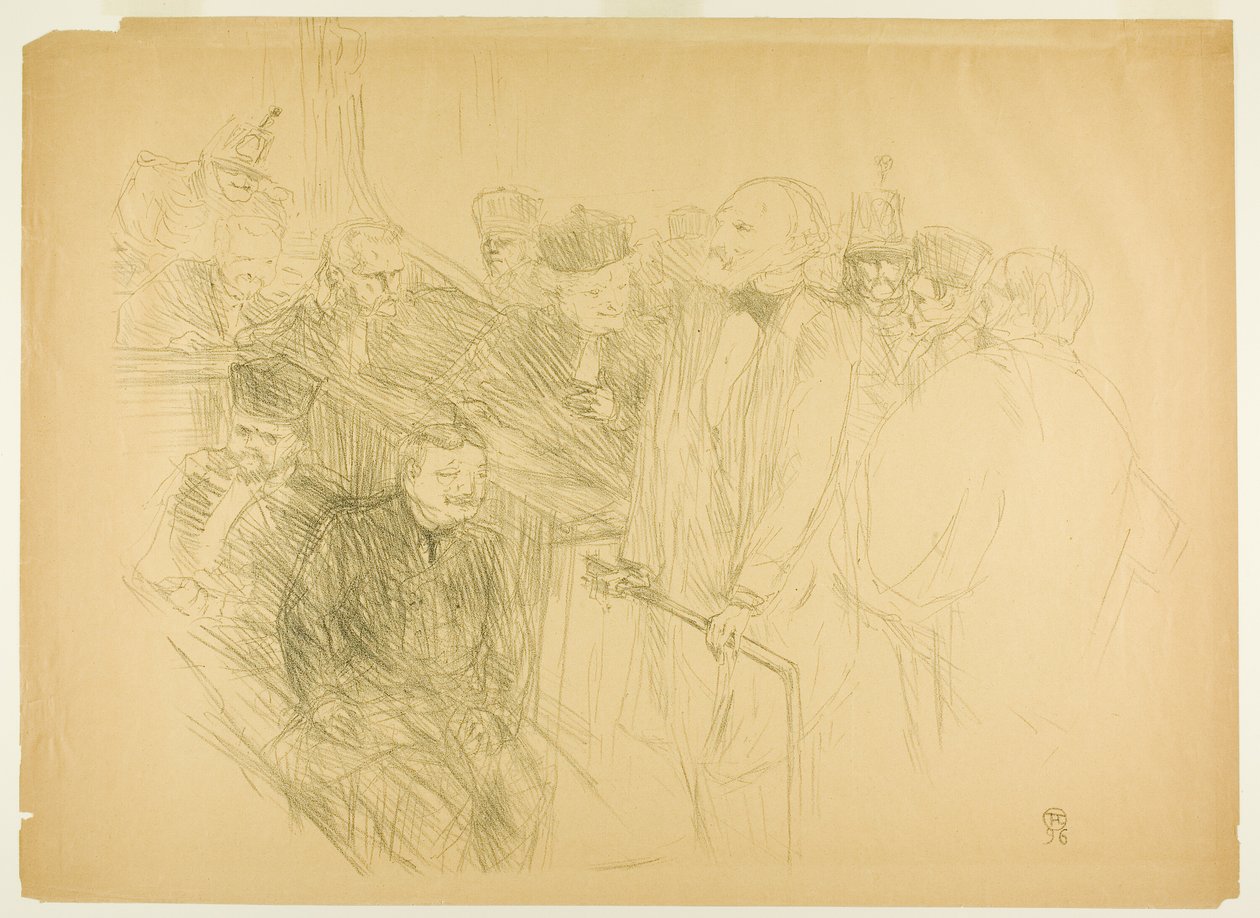 El juicio de Arton, Ribot dando testimonio (segunda placa) de Henri de Toulouse Lautrec