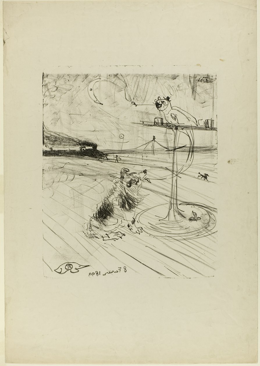 El perro y el loro de Henri de Toulouse-Lautrec