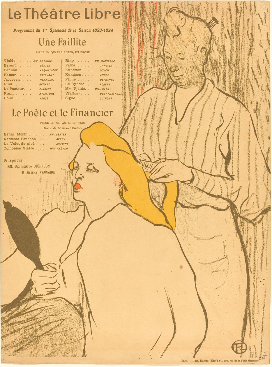 El peluquero - Programa para el Théâtre-Libre, 1893 de Henri de Toulouse Lautrec