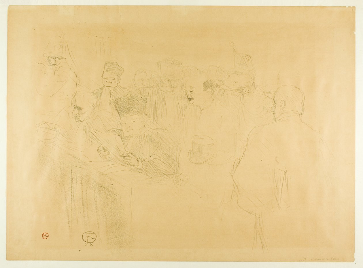 El juicio de Lebaudy, Mademoiselle Marsy dando testimonio de Henri de Toulouse Lautrec