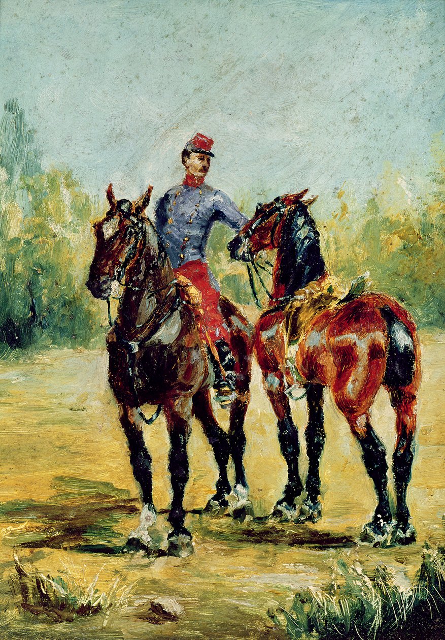 Dos caballos y un mozo de cuadra, 1880 de Henri de Toulouse Lautrec