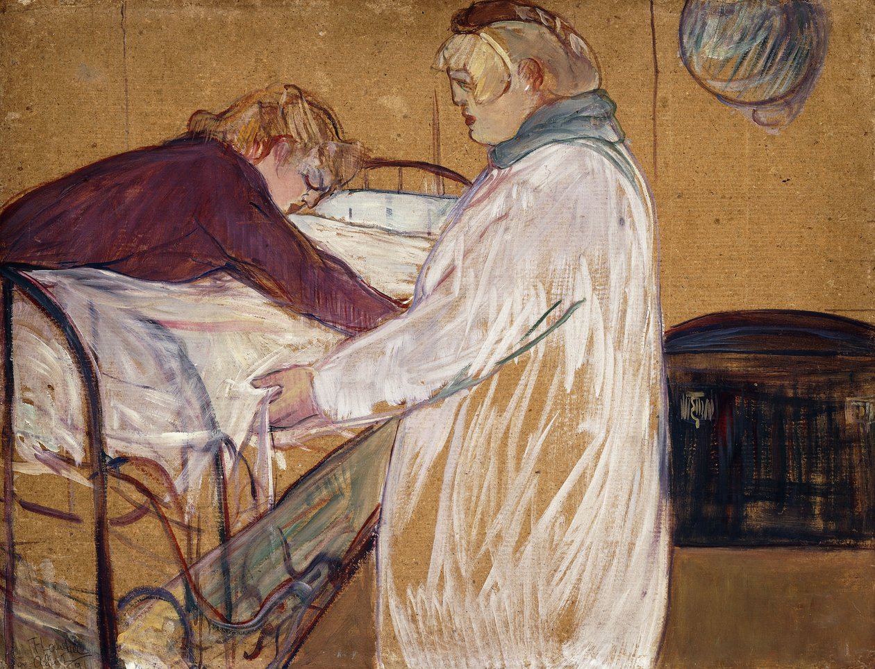Dos mujeres haciendo su cama; Deux Femmes Faisant leur Lit, 1891 de Henri de Toulouse Lautrec
