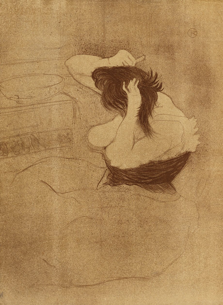 Mujer peinándose - La Coiffure, Plate VII from Elles de Henri de Toulouse Lautrec