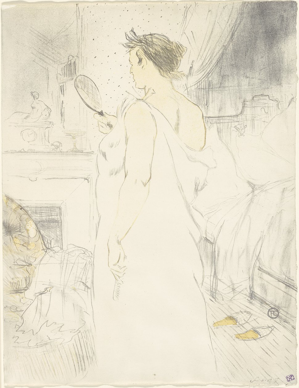 Mujer en el espejo—Espejo en mano, placa seis de Elles de Henri de Toulouse Lautrec