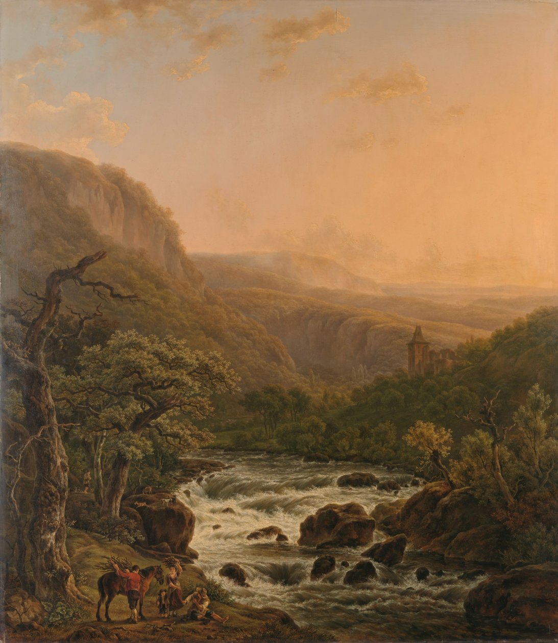 Río en las Ardenas al atardecer de Henri van Assche