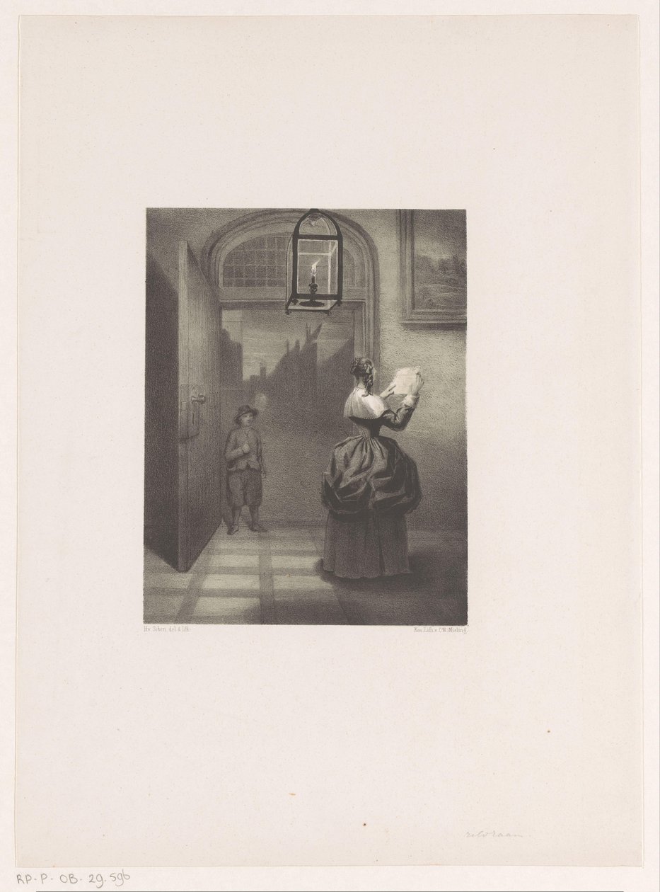 mujer leyendo una carta de Henri van Seben