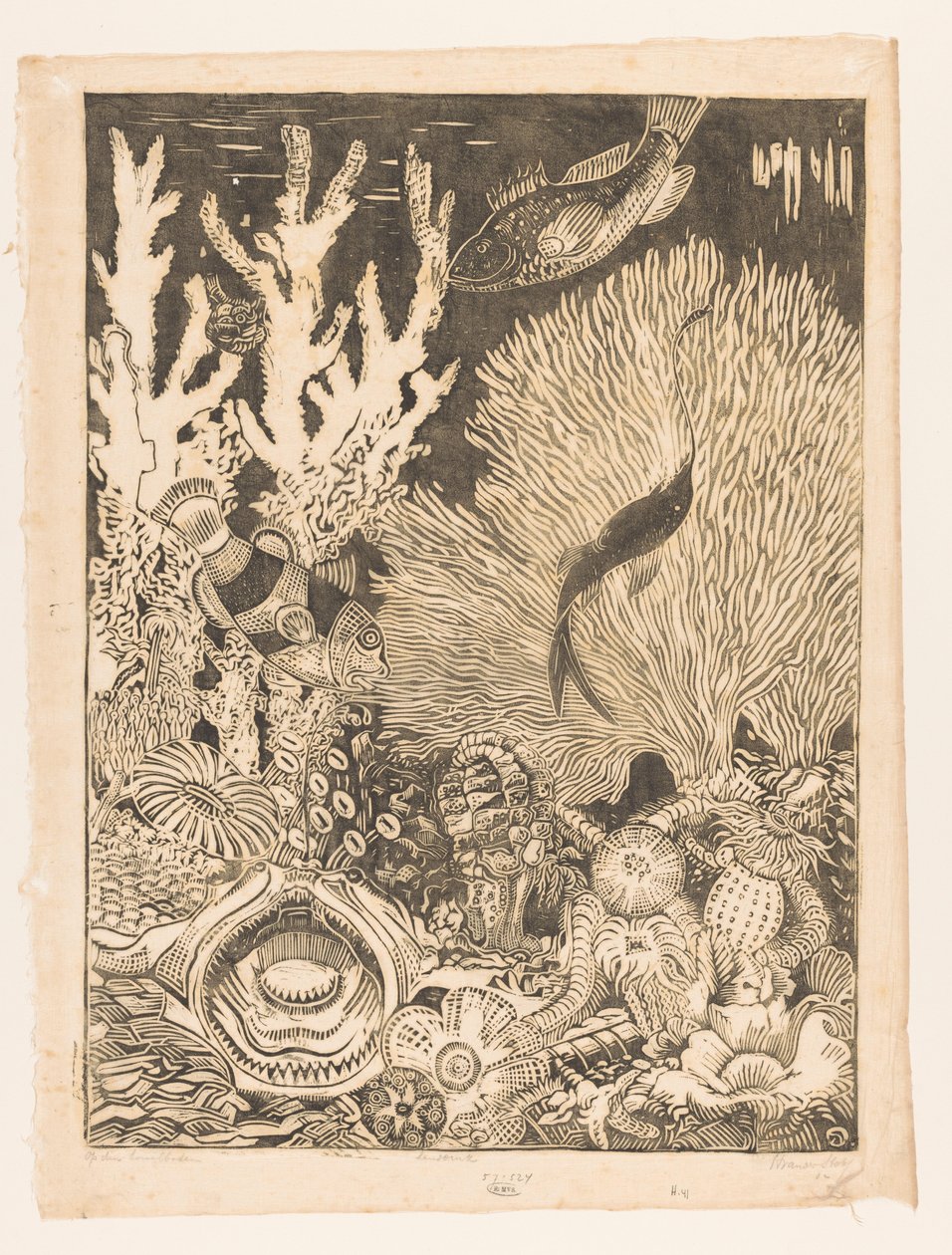 En el fondo de coral (título original en el objeto) de Henri van der Stok (signed by artist)