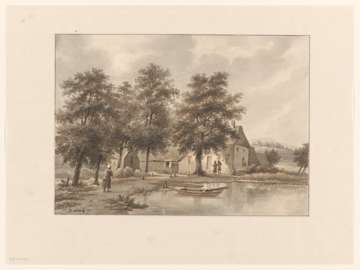Vista de una granja junto al agua de Henricus Franciscus Wiertz (signed by artist)
