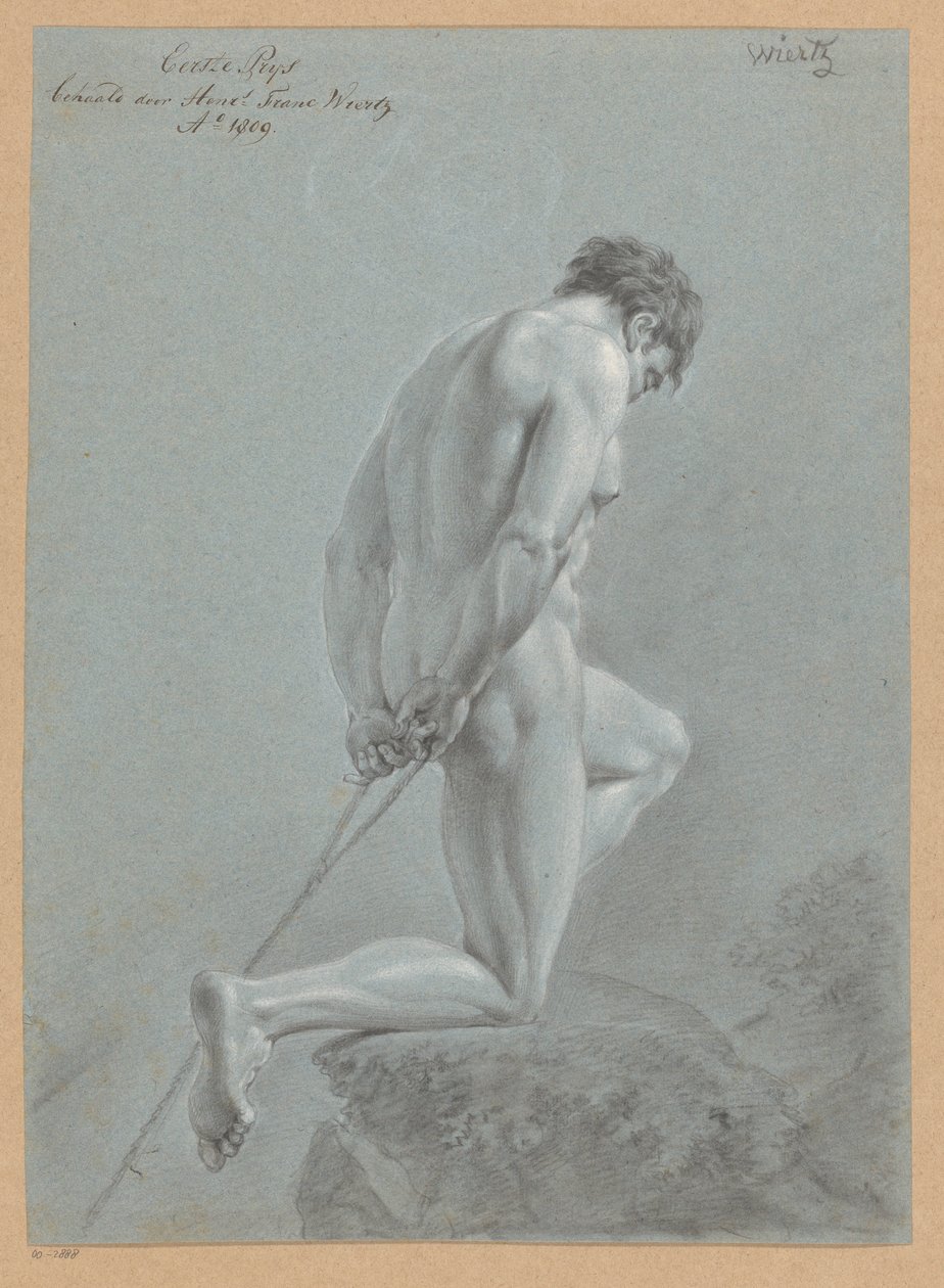 Desnudo masculino arrodillado, visto de lado (1er premio 1809) de Henricus Franciscus Wiertz