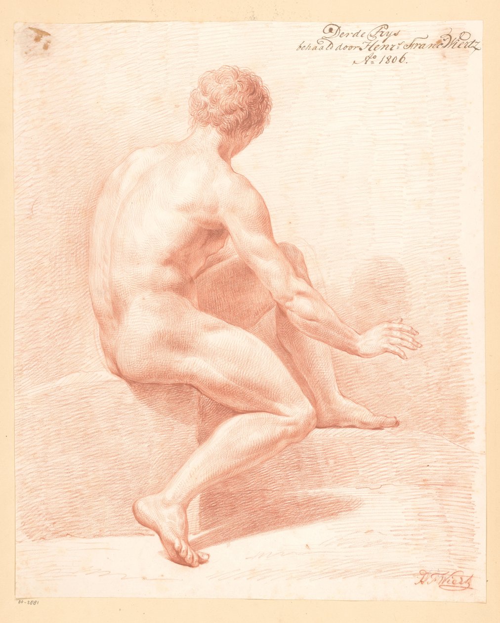 Desnudo masculino sentado, visto de espaldas (3er premio 1806) de Henricus Franciscus Wiertz