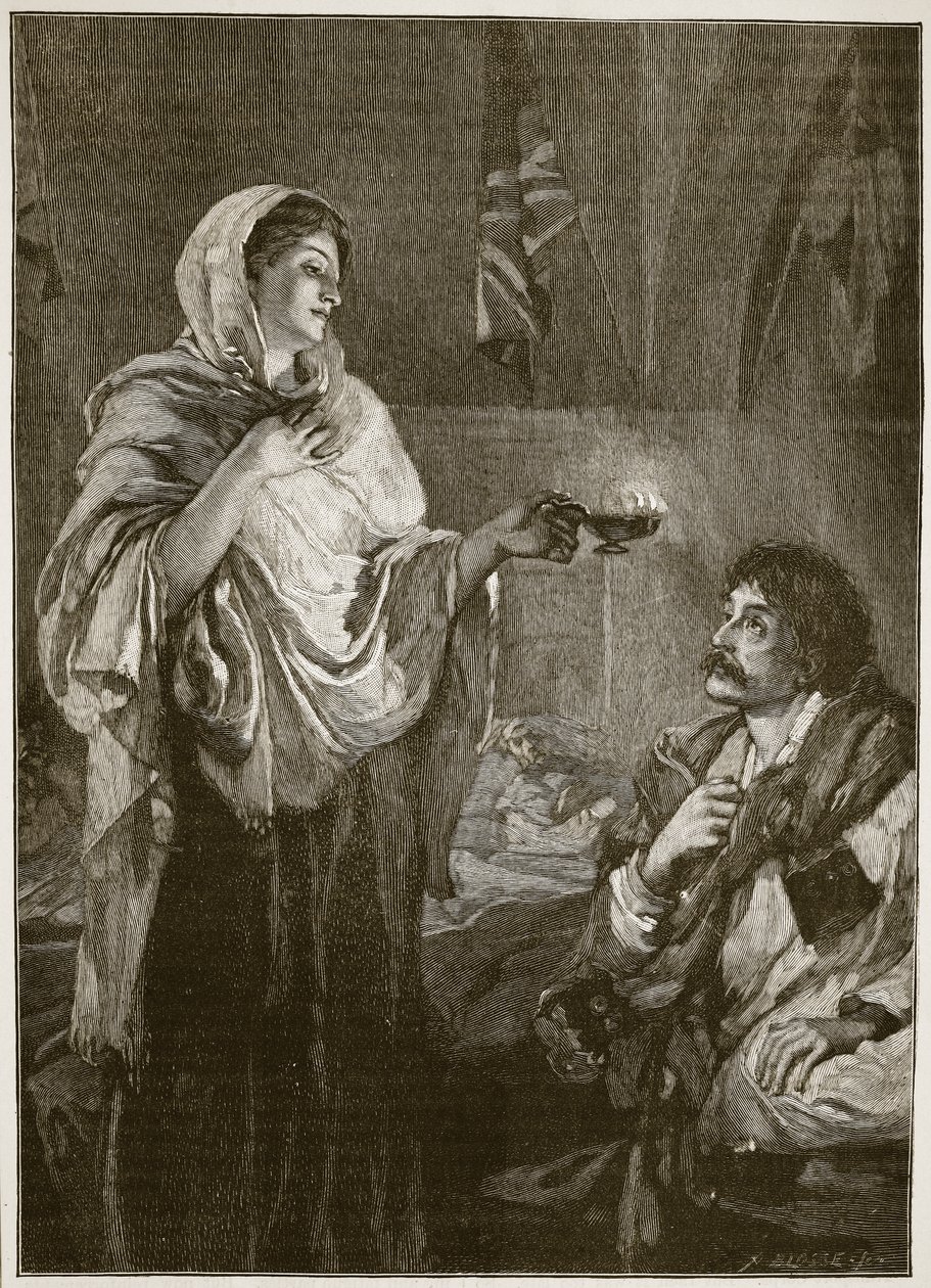 Florence Nightingale en el Hospital de Scutari, ilustración de 