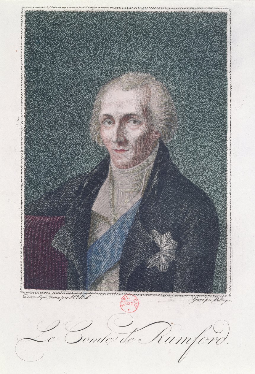 Benjamin Thompson (1753-1814) Conde Rumford, grabado por B. Roger de Henriette Rath