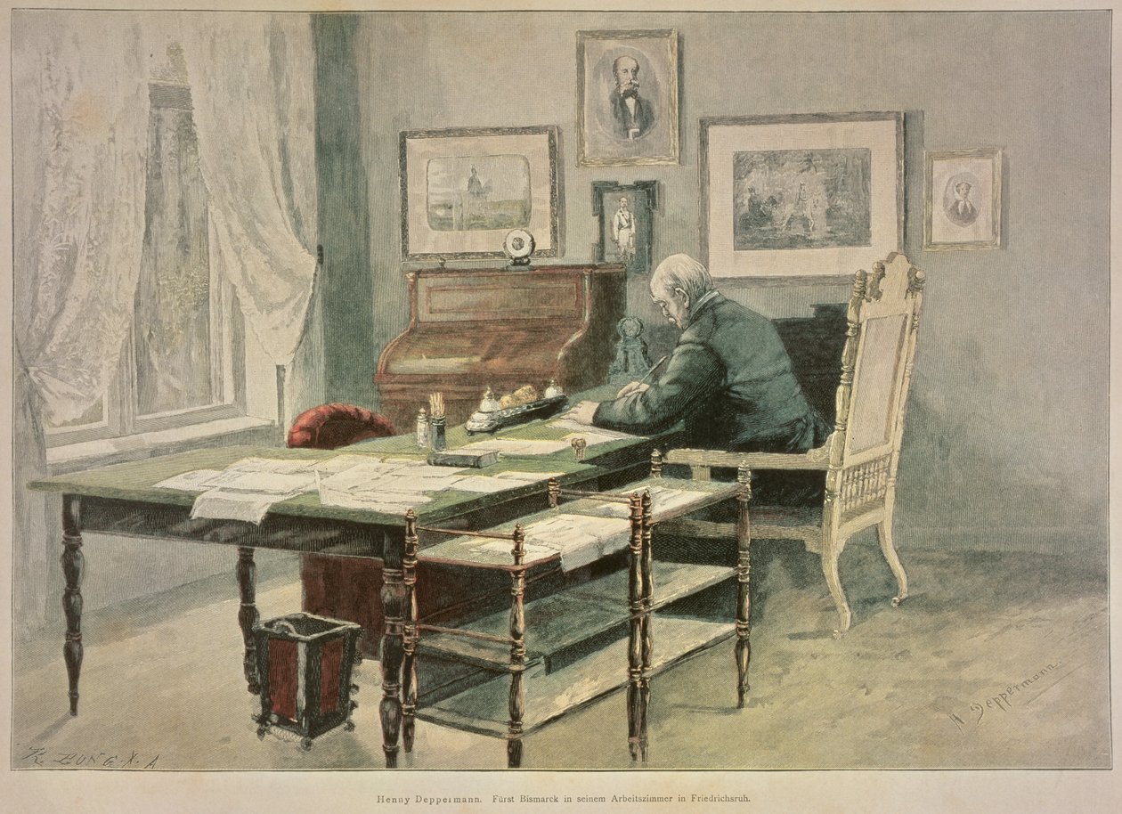 Príncipe Bismarck en su estudio en Friedrichsruh, c.1890 de Henriette Deppermann