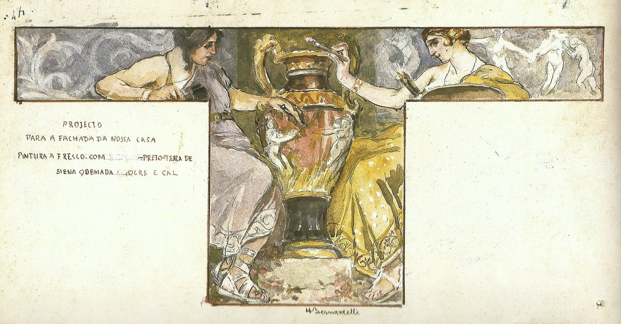 Proyecto para un fresco [en la fachada de la casa de los hermanos Bernardelli] de Henrique Bernardelli
