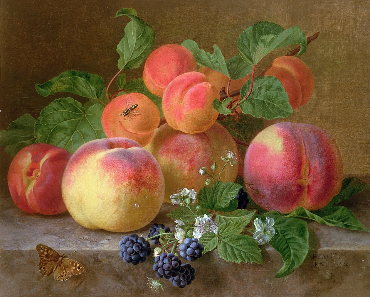 Naturaleza Muerta de Duraznos de Henriëtte Ronner Knip
