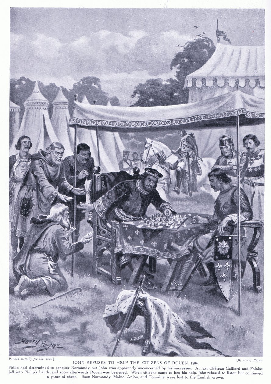 Juan se niega a ayudar a los ciudadanos de Rouen AD1204, años 1920 de Henry A. Payne