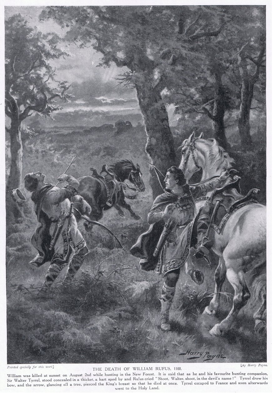 La muerte de Guillermo Rufus, 1100 d.C., años 1920 de Henry A. Payne