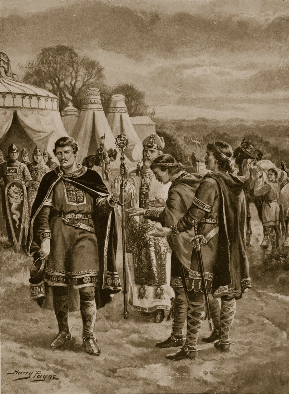 Guillermo ofreció la corona en Berkhampstead, 1066, ilustración de 