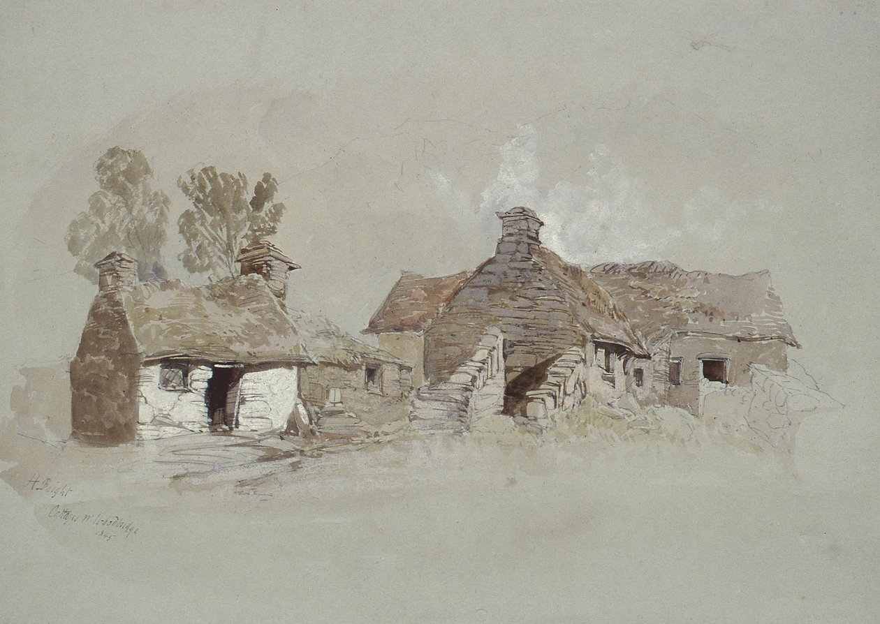 Cabañas cerca de Woodbridge, Suffolk, siglo XIX de Henry Bright