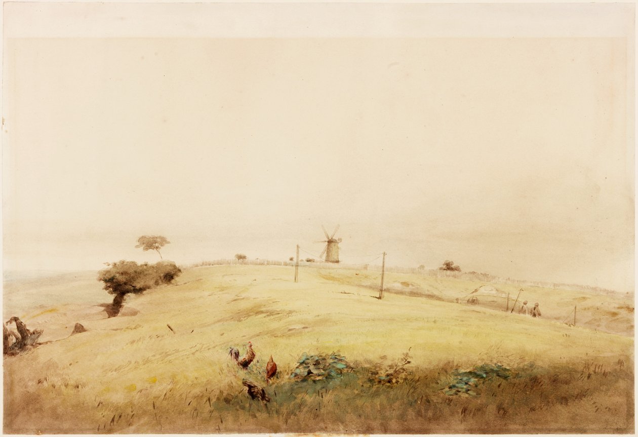Uno de los Aggeres del Vallum, en la cima de Westgate Road, Newcastle, como apareció en 1848 de Henry Burdon Richardson
