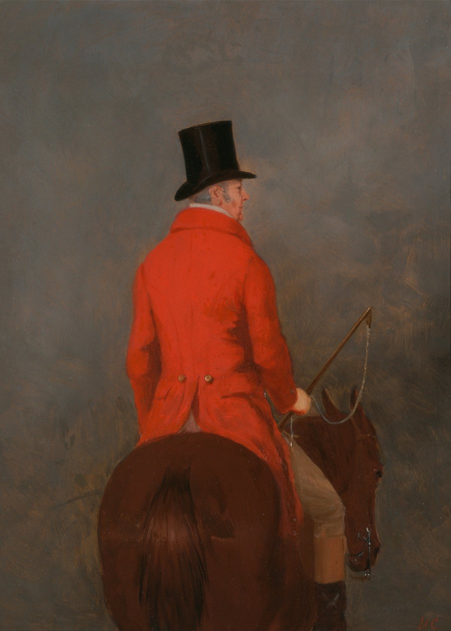 Retrato de Thomas Cholmondeley, 1er Lord Delamere, en Su Cazador (estudio para La Caza de Cheshire en ... de Henry Calvert