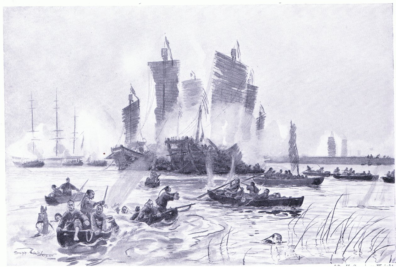 La batalla entre los piratas y la marina imperial de Henry Charles Seppings Wright