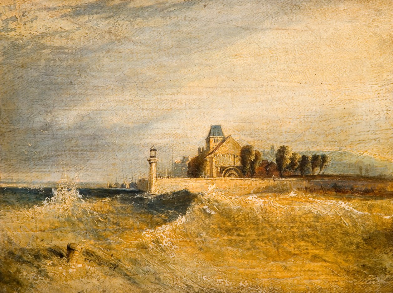 Escena Costera con Muelle de Henry Dawson