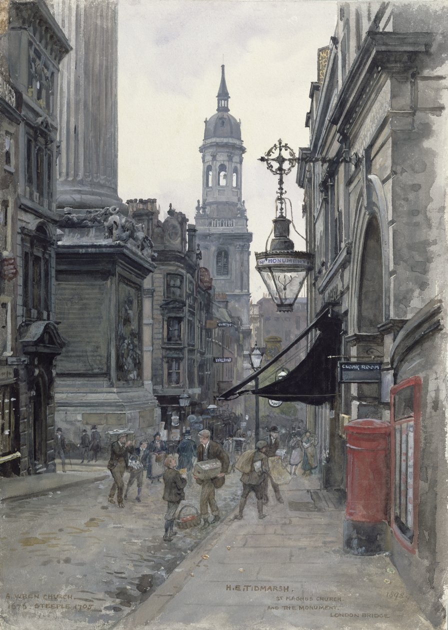 El Monumento y la Iglesia de San Magnus de Henry Edward Tidmarsh
