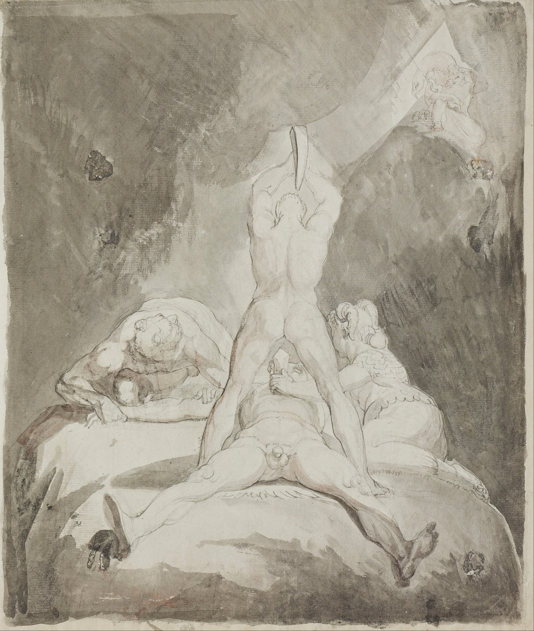Hefesto, Bia y Crato asegurando a Prometeo en el Monte Cáucaso de Johann Heinrich Füssli