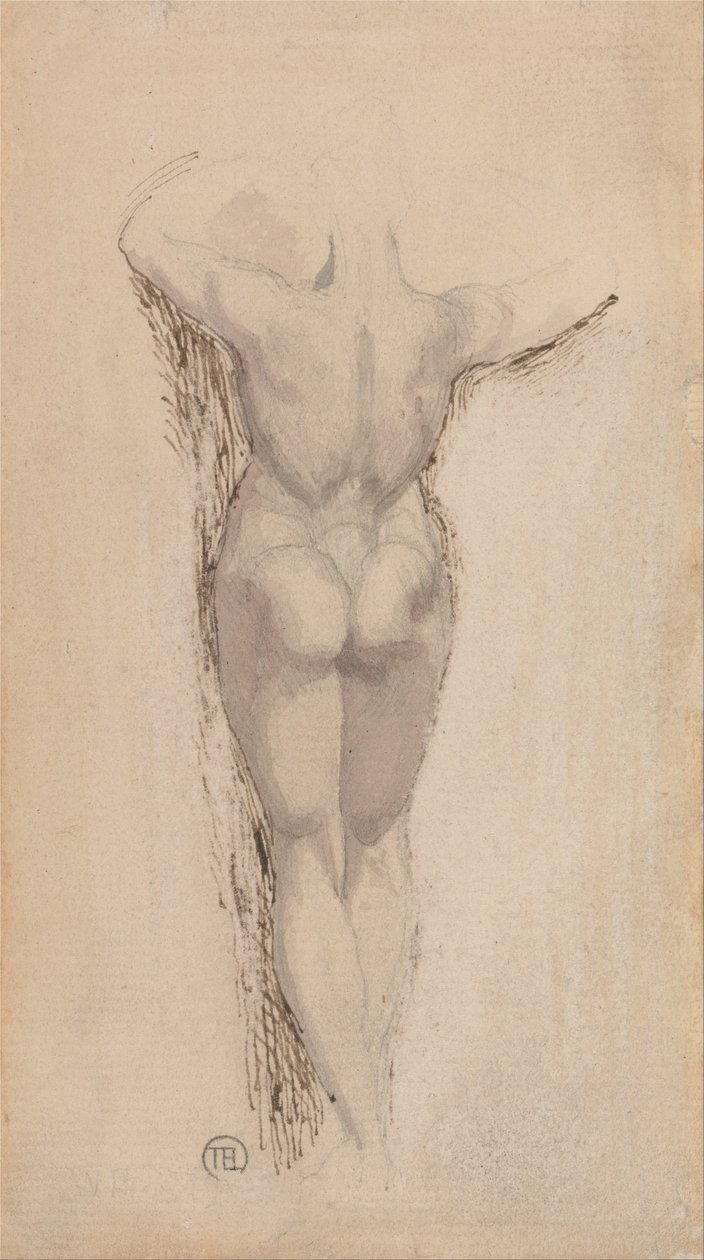 Estudio de la espalda de una mujer desnuda, de pie de Johann Heinrich Füssli