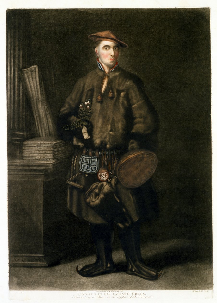 Carolus Linnaeus, con traje lapón, pub. 1805 de Henry Kingsbury