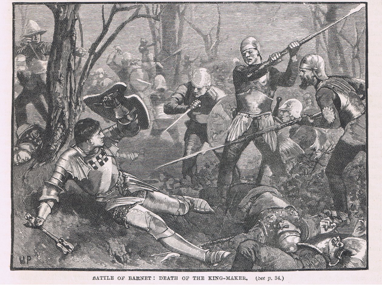 Batalla de Barnet: muerte de Warwick el hacedor de reyes 1471 de Henry Marriott Paget