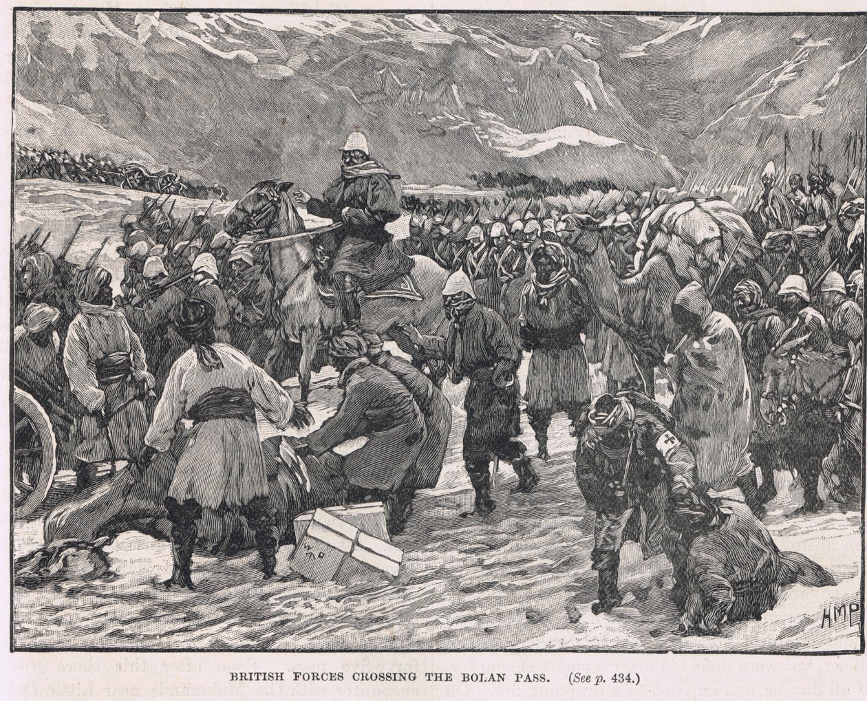 Fuerzas británicas cruzando el Paso Bolan, ilustración de 