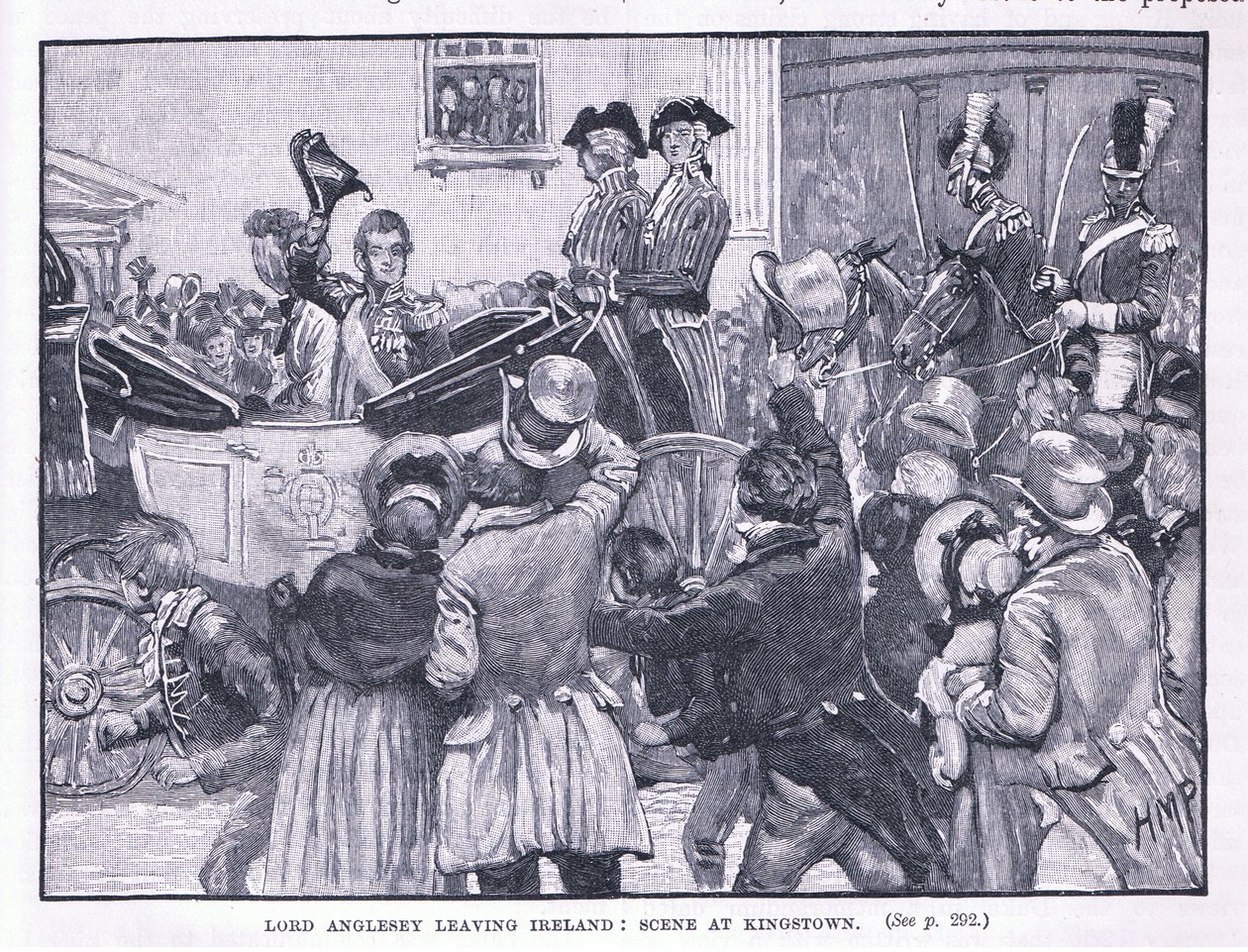 Lord Anglesey dejando Irlanda: Escena en Kingston de Henry Marriott Paget