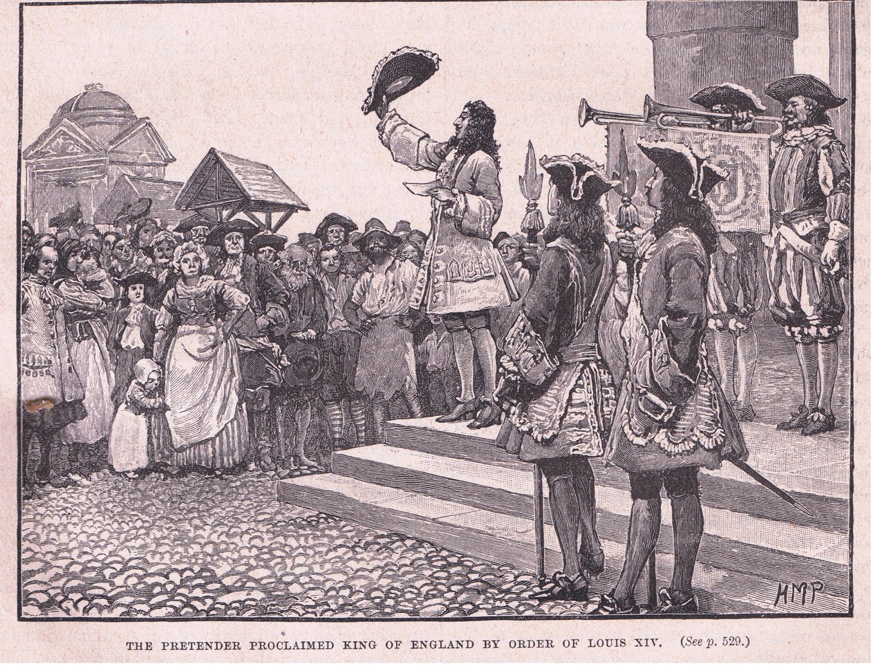 El Pretendiente proclamado rey de Inglaterra por orden de Luis XIV de Henry Marriott Paget