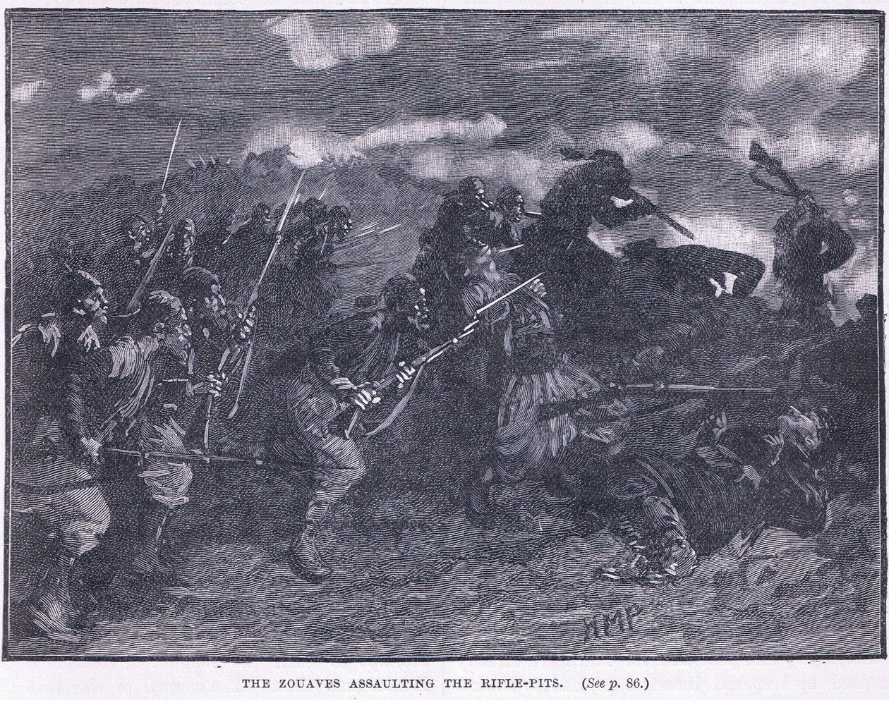 Los zuavos asaltando una trinchera de fusileros 1855 d.C. de Henry Marriott Paget