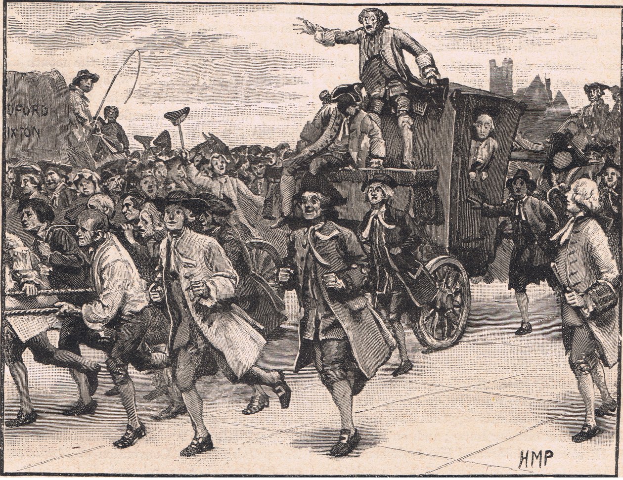 La multitud liberando al Sr. Wilkes en su camino a la prisión AD 1768 de Henry Marriott Paget