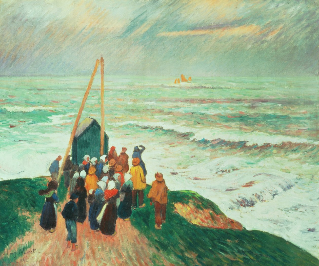 Esperando el regreso de los pescadores en Bretaña, 1894 de Henry Moret