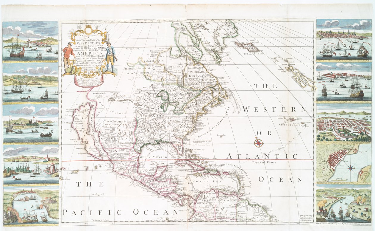 Un nuevo y correcto mapa de la parte comercial de las Indias Occidentales, 1741 de Henry Overton