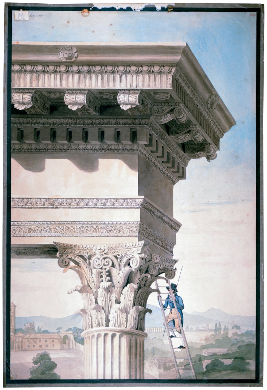 Estudiante midiendo el Templo de Cástor y Pólux en Roma, 1819 de Henry Parke
