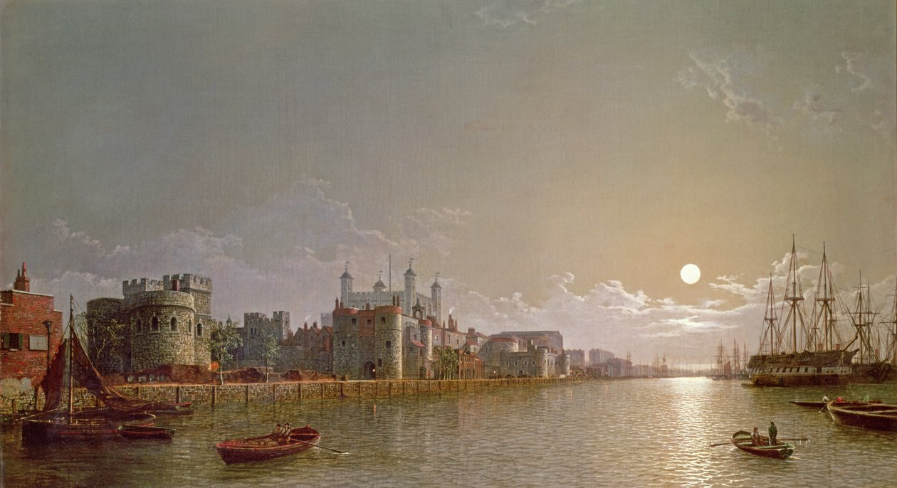El Támesis a la luz de la luna con la Puerta de los Traidores y la Torre de Londres de Henry Pether